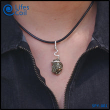 Load image into Gallery viewer, Sterling Silver Coil Pendant with Pyrite Crystal Cluster