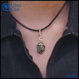 Sterling Silver Coil Pendant with Pyrite Crystal Cluster