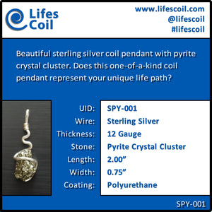 Sterling Silver Coil Pendant with Pyrite Crystal Cluster