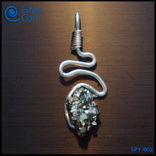 Load image into Gallery viewer, Sterling Silver Coil Pendant with Pyrite Crystal Cluster