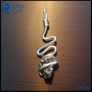 Sterling Silver Coil Pendant with Pyrite Crystal Cluster