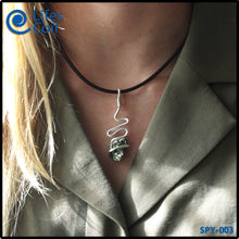 Load image into Gallery viewer, Sterling Silver Coil Pendant with Pyrite Crystal Cluster