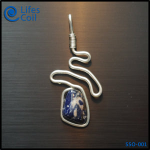 Sterling Silver Coil Pendant with Sodalite Stone