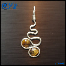 Load image into Gallery viewer, Sterling Silver Coil Pendant with Twin Tigers Eye Stones