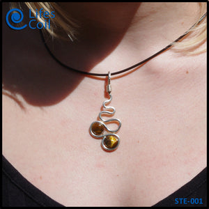 Sterling Silver Coil Pendant with Twin Tigers Eye Stones