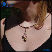 Load image into Gallery viewer, Sterling Silver Coil Pendant with Twin Tigers Eye Stones