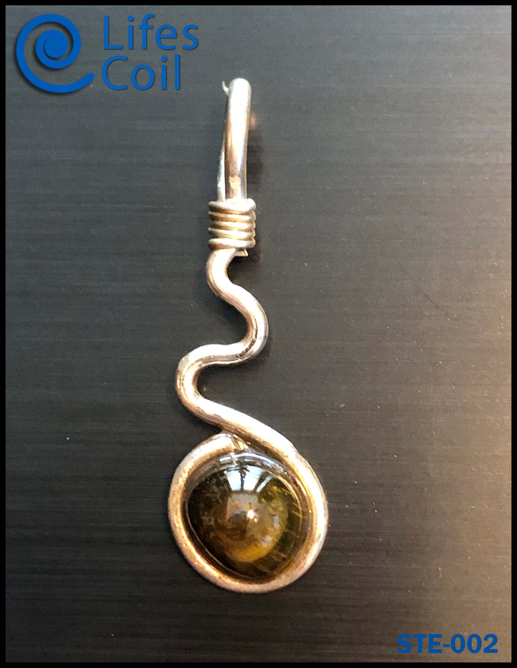 Sterling Silver Coil Pendant with Tigers Eye Stone