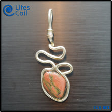 Load image into Gallery viewer, Sterling Silver Coil Pendant with Green and Pink Unakite Stone